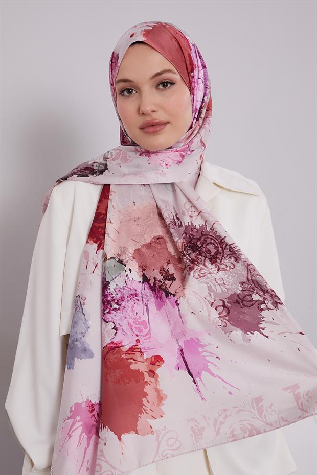 Pembe Batik Desen Twill Şal