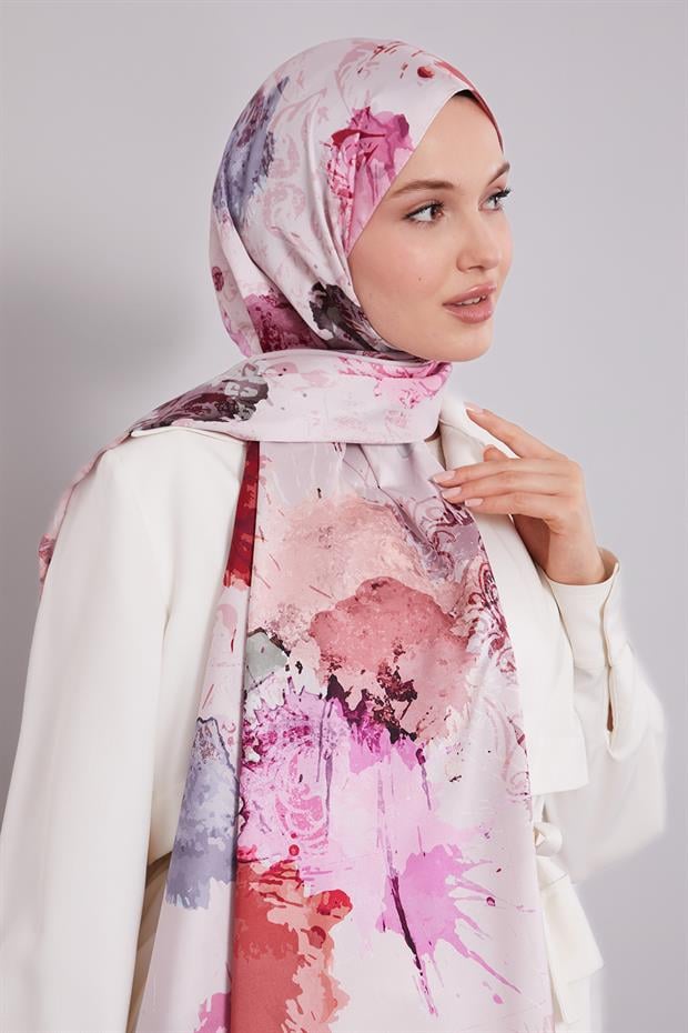 Pembe Batik Desen Twill Şal