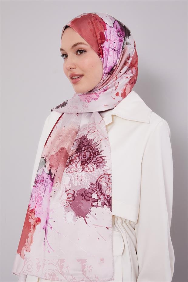 Pembe Batik Desen Twill Şal