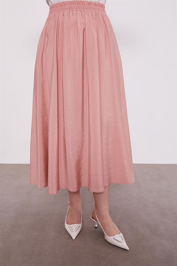 Pembe Cep Boncuk Papatya Detaylı Etek Takım