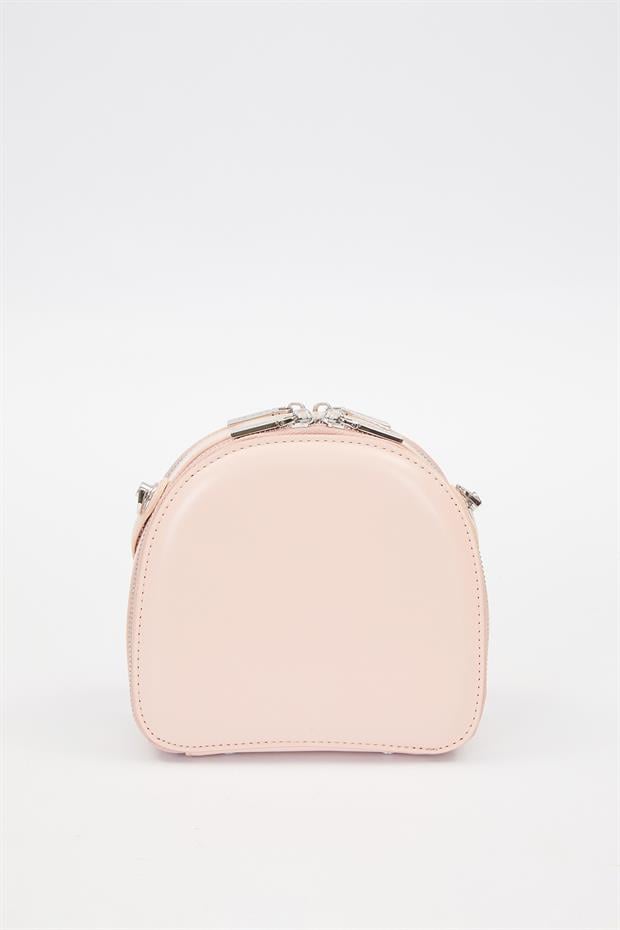 Pembe Çift Fermuarlı Omuz Çantası