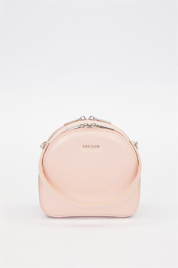 Pembe Çift Fermuarlı Omuz Çantası