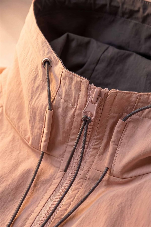 PEMBE Çift Renk Yakalı Ceket