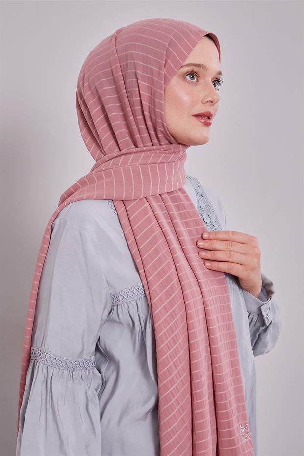 Pembe Çizgili Cazz Şal