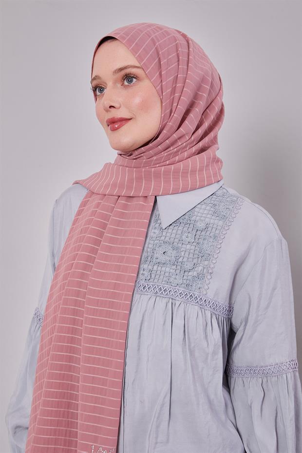 Pembe Çizgili Cazz Şal