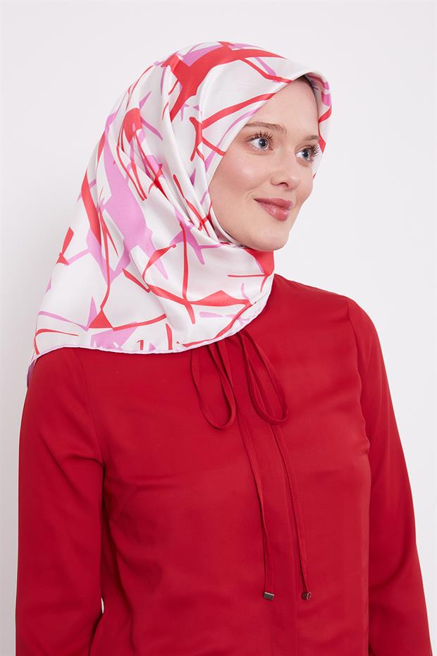 Pembe Crack Desen Trend Twill Eşarp