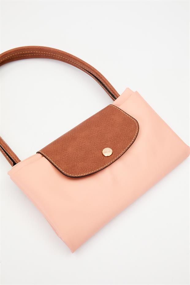 Pembe Deri Askılı Tote Omuz Çantası