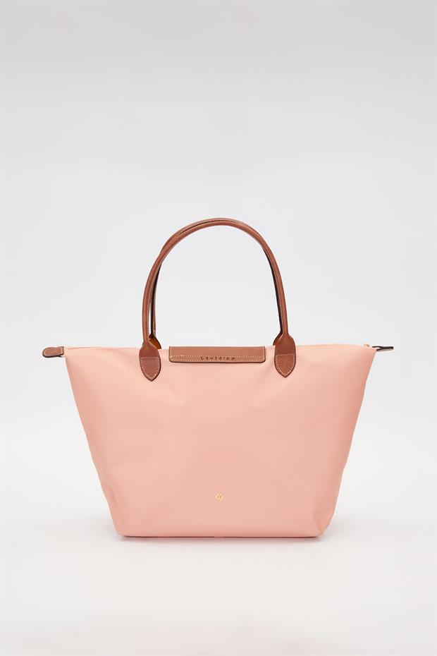 Pembe Deri Askılı Tote Omuz Çantası