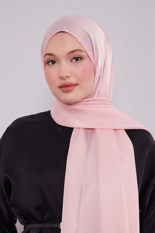 Pembe Düz Premium Abiye Şal