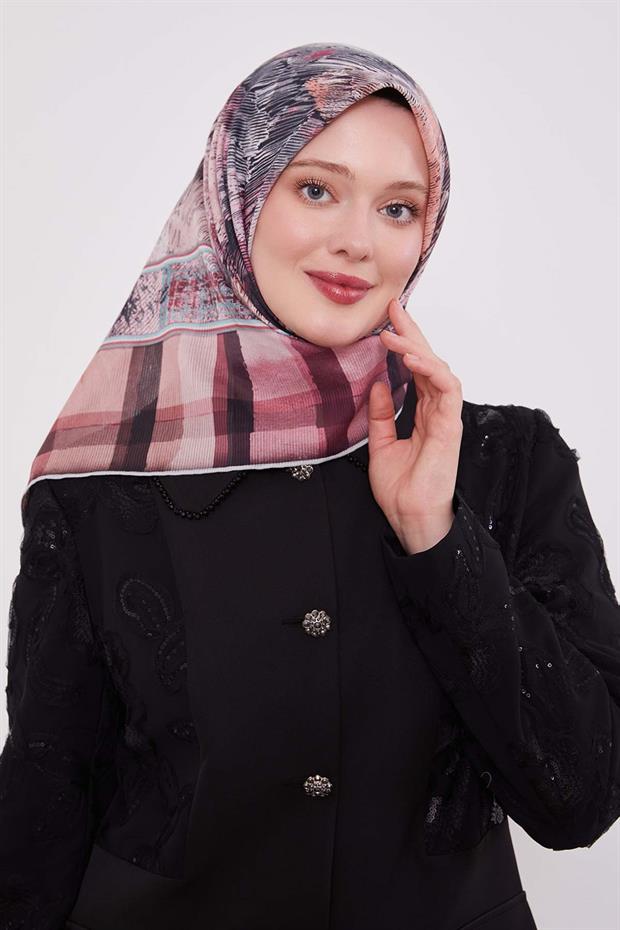 Pembe Ekose Pamuk Eşarp