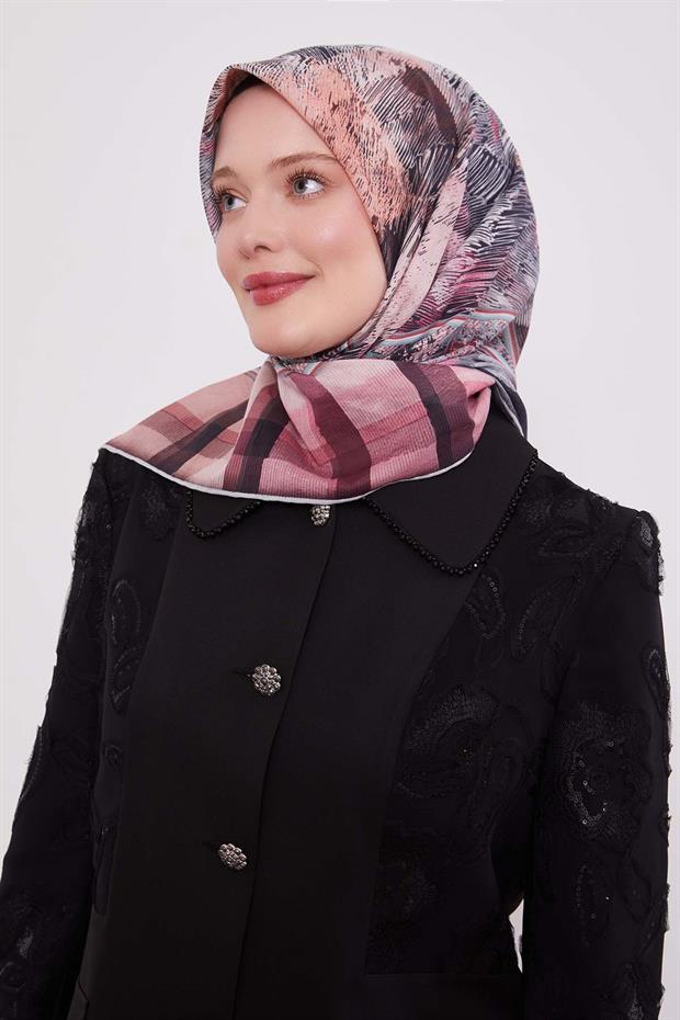 Pembe Ekose Pamuk Eşarp