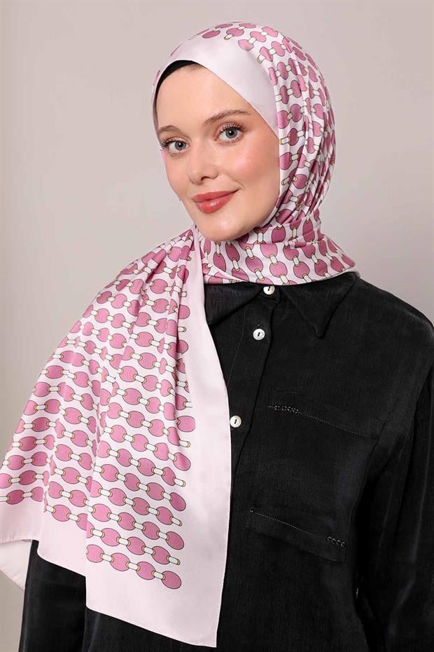 Pembe Elips Desen Angel Şal
