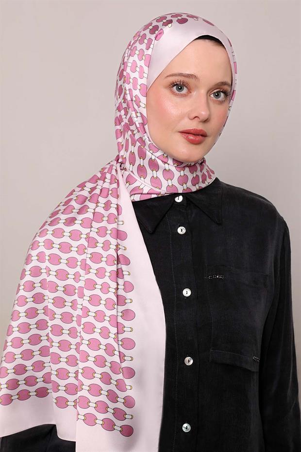 Pembe Elips Desen Angel Şal