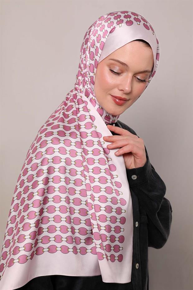 Pembe Elips Desen Angel Şal