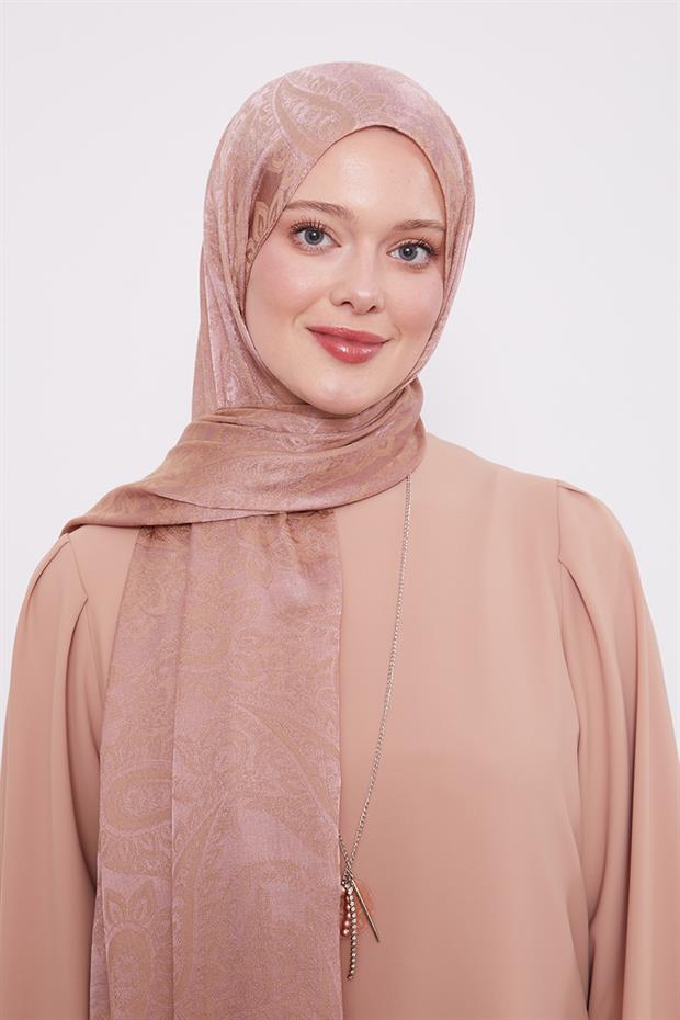 Pembe Etnik Desen İtalyan Jakar Şal