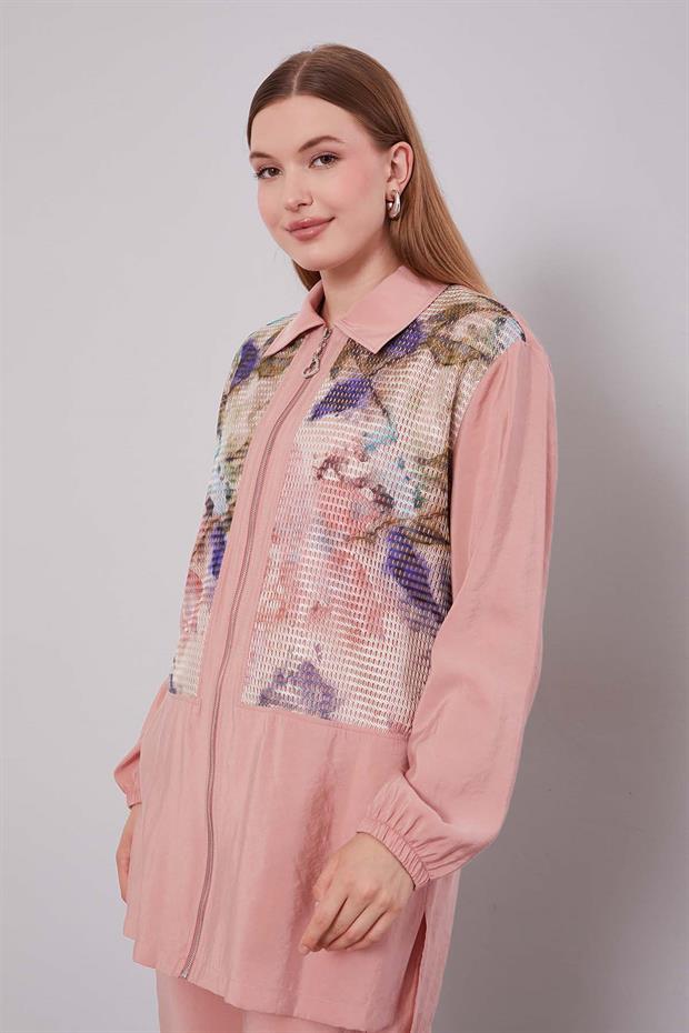 Pembe File Baskılı İkili Takım