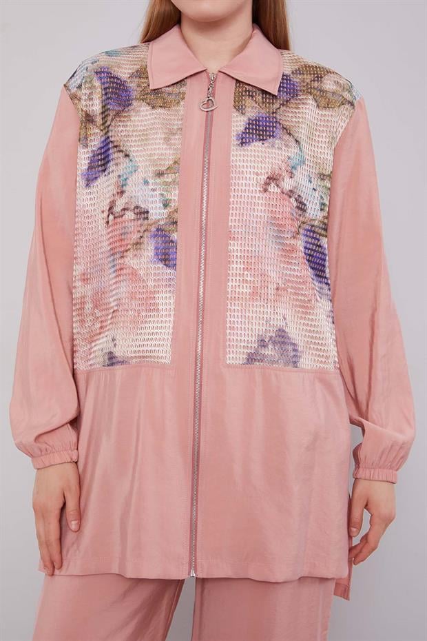 Pembe File Baskılı İkili Takım