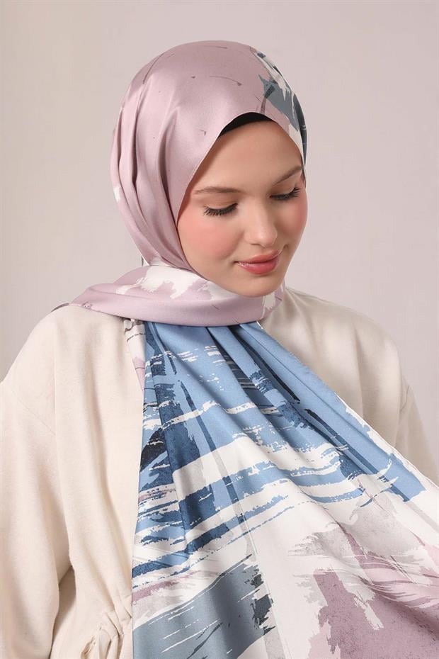 Pembe Gölgeli Desen Twill Şal
