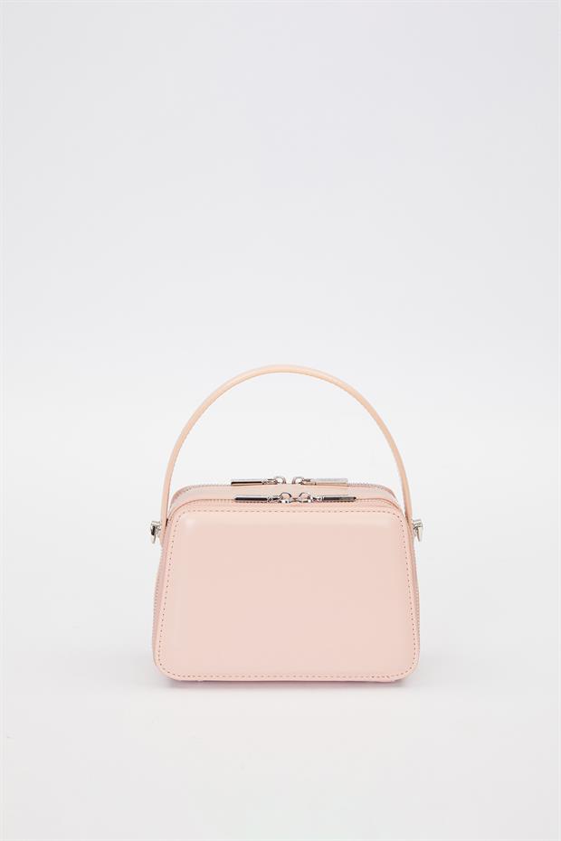 Pembe Kare Bombe Görünümlü Omuz Çantası