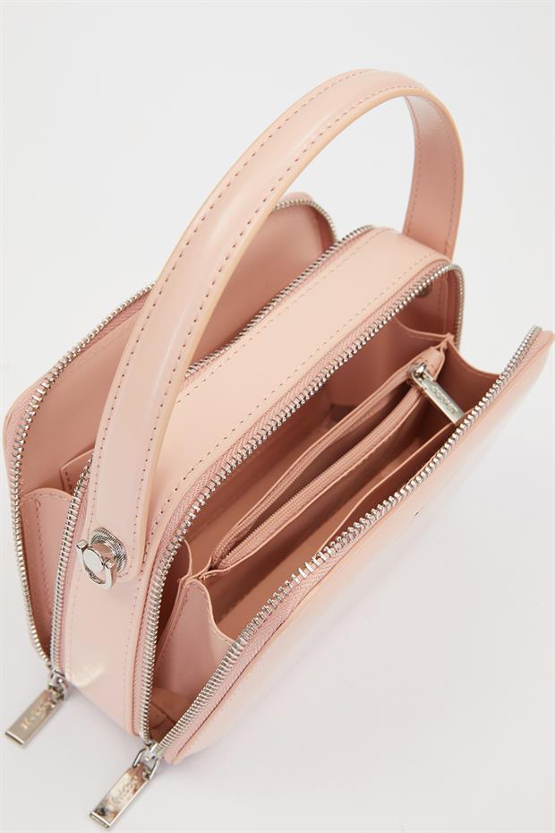 Pembe Kare Bombe Görünümlü Omuz Çantası