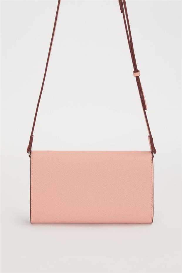 Pembe Kenar Dikiş Detaylı Omuz Çantası