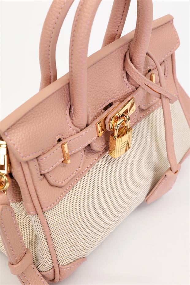Pembe Kilit Detay El Çantası