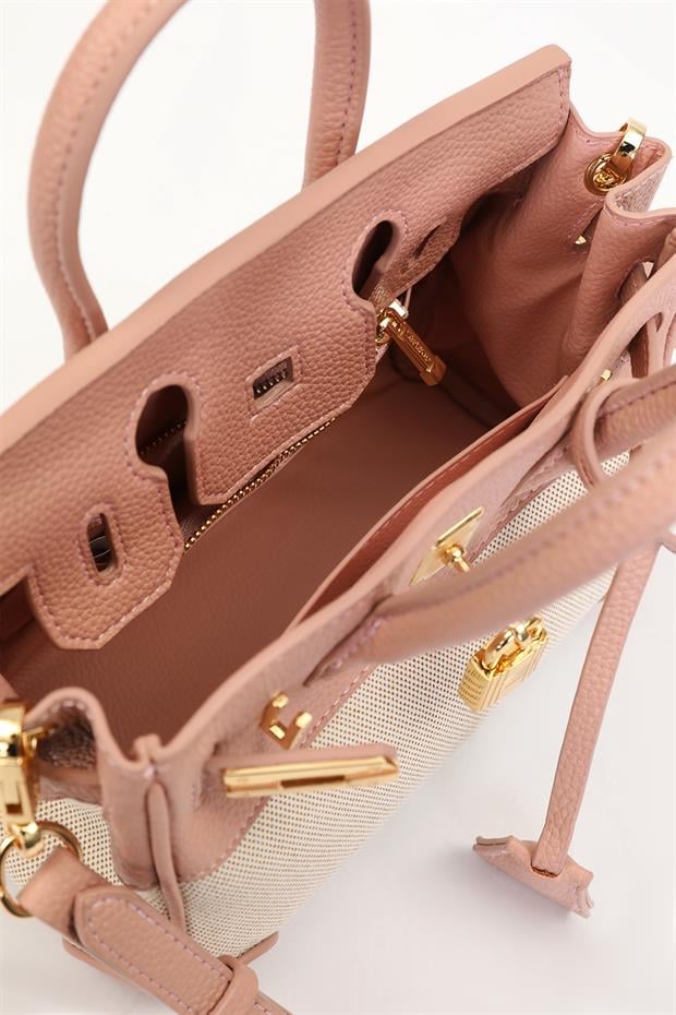 Pembe Kilit Detay El Çantası