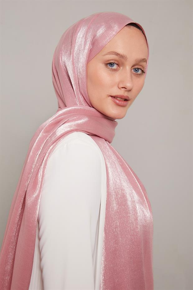 Pembe Kristal Abiye Şal