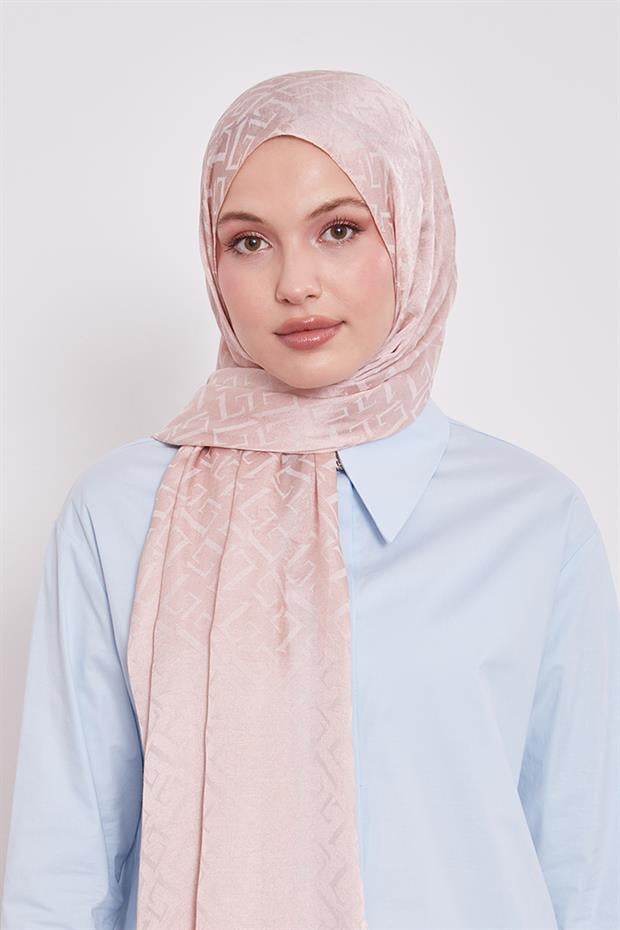 Pembe L Desen İtalyan Jakar Şal