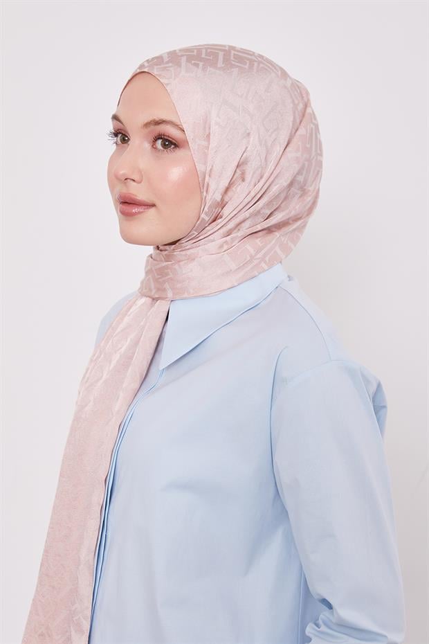 Pembe L Desen İtalyan Jakar Şal