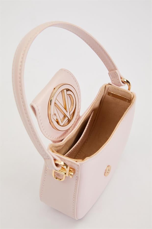 Pembe Logo Detay Zincirli El Çantası