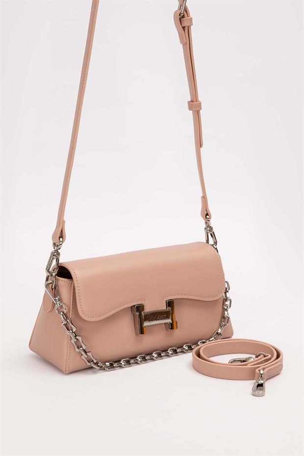 Pembe Logo Tokalı Omuz Çantası