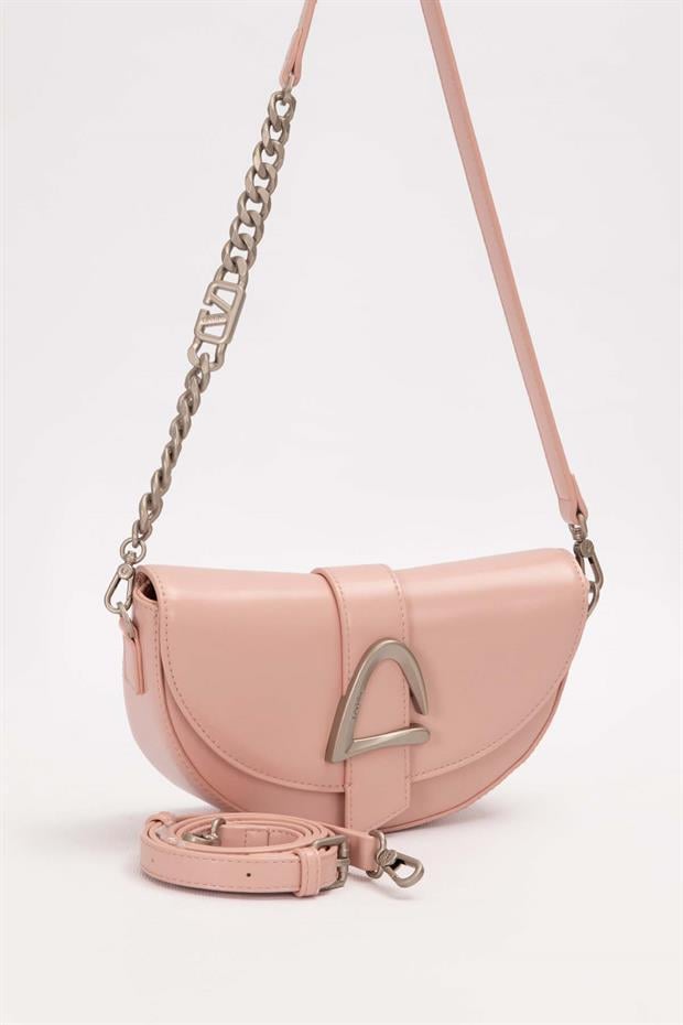 Pembe Logo Zincir Detaylı Omuz Çantası