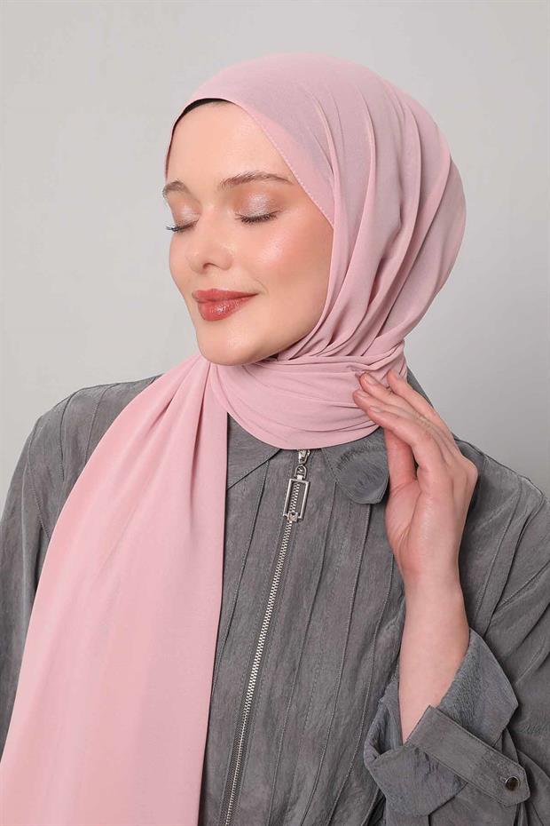 Pembe Lux Şifon Şal
