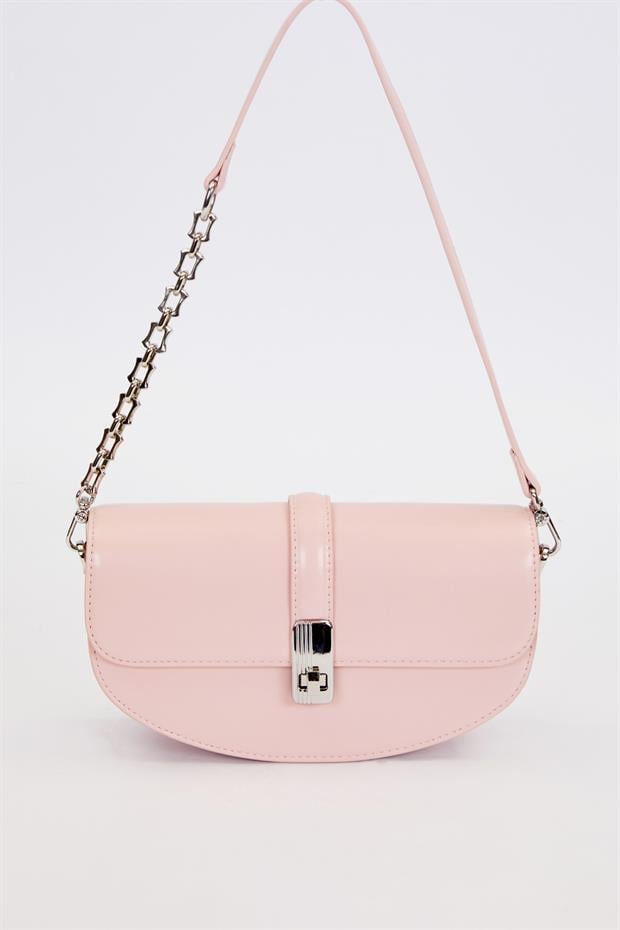 Pembe Metal Detaylı Omuz Çantası