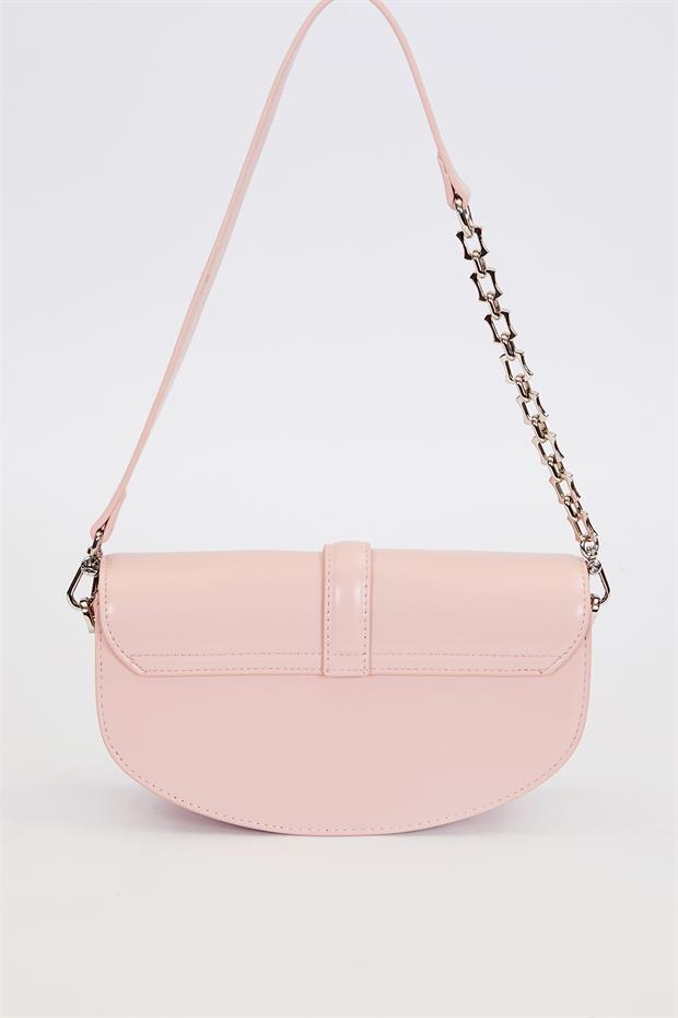 Pembe Metal Detaylı Omuz Çantası