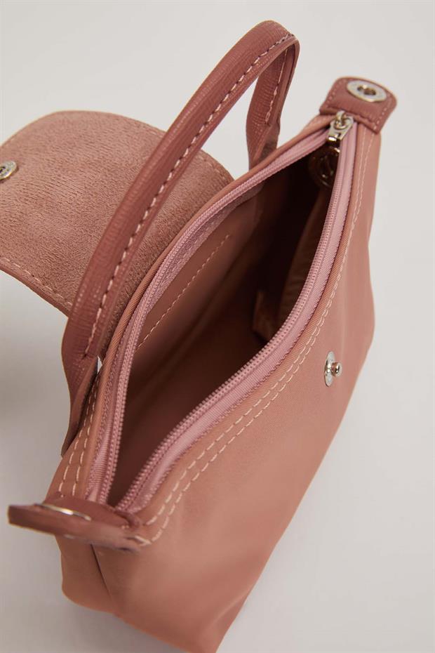 Pembe Mini Boy Deri Kapak Detaylı El Çantası