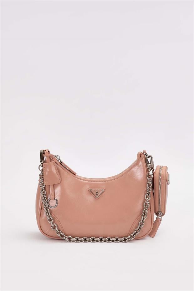 Pembe Mini Cüzdan Detaylı Omuz Çantası