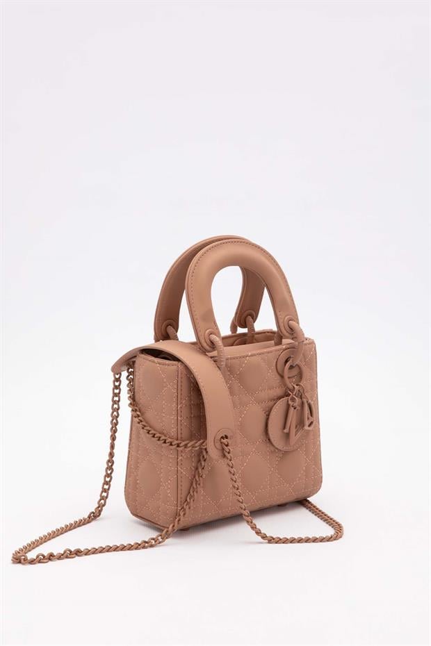 Pembe Mini Zincir Aksesuarlı El Çantası