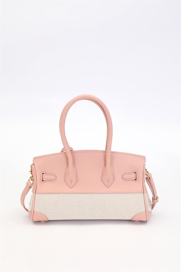 Pembe Oval Kilit Detay El Çantası