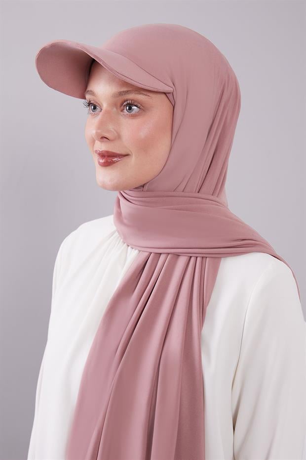 Pembe Pratik Şapkalı Şal
