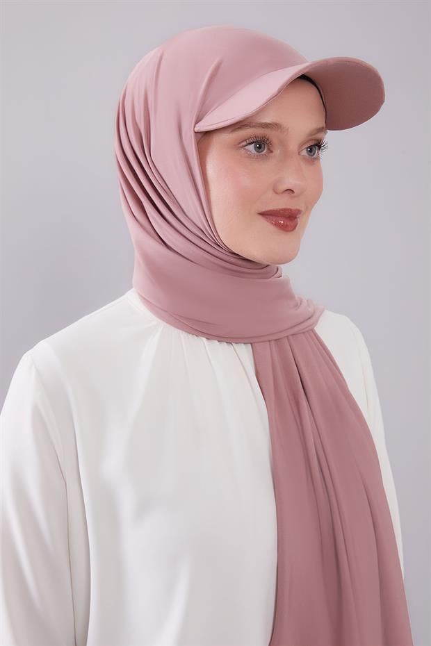 Pembe Pratik Şapkalı Şal