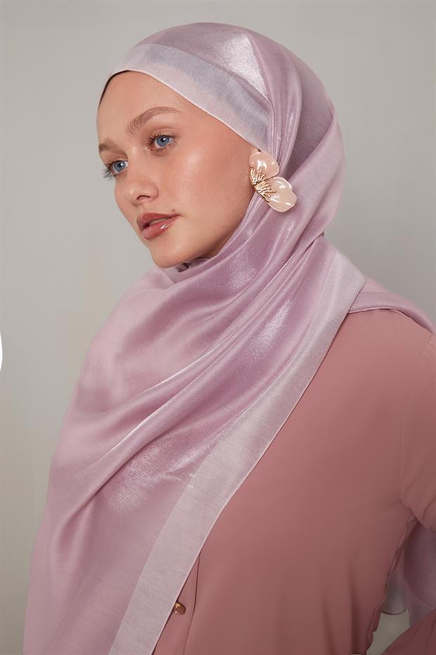 Pembe Şerit Desen Kehribar Şal