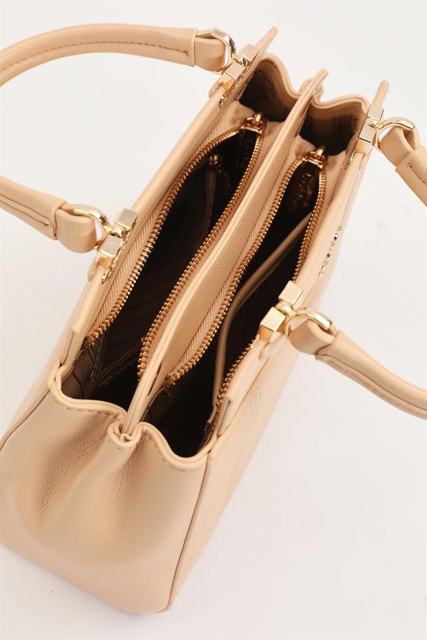 Pembe Şerit Dikiş Model El Çantası