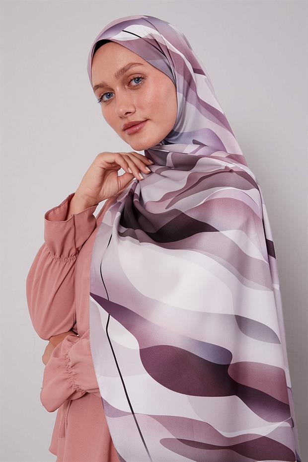 Pembe Soyut Desen Twill Şal