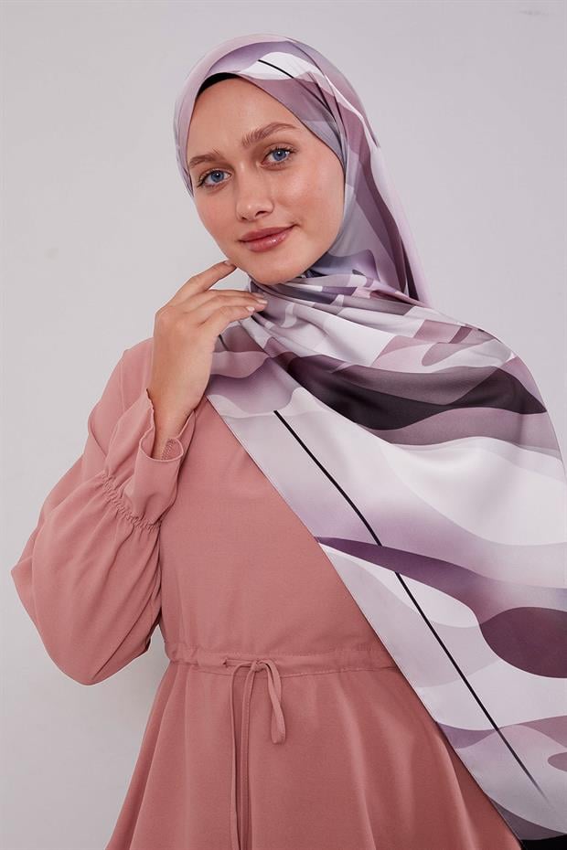 Pembe Soyut Desen Twill Şal