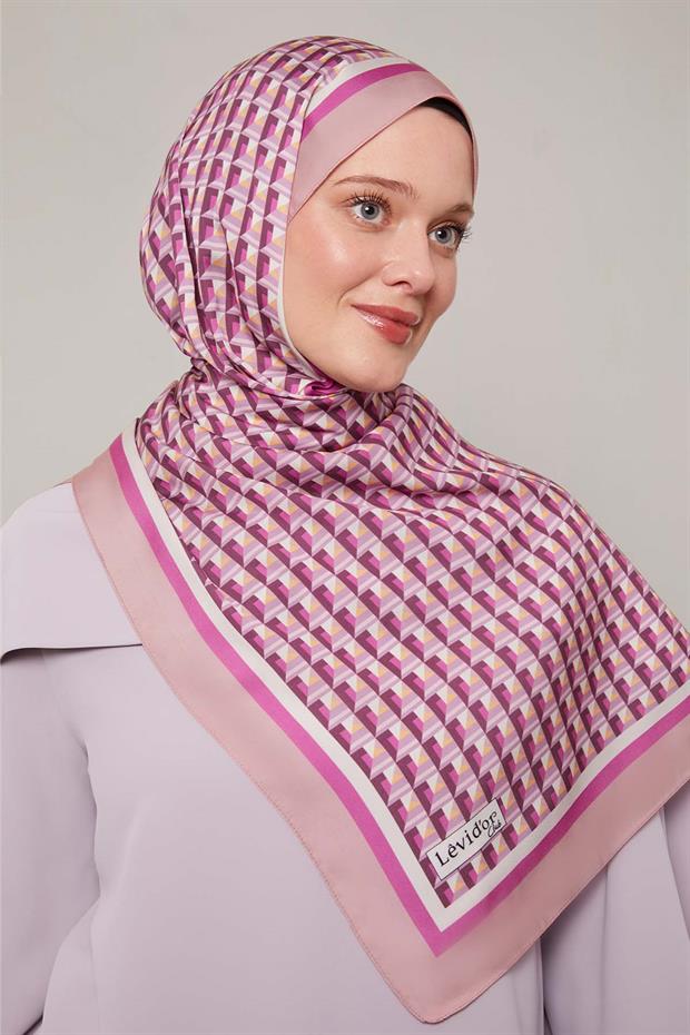 Pembe Üç Boyut Desen Club Şal