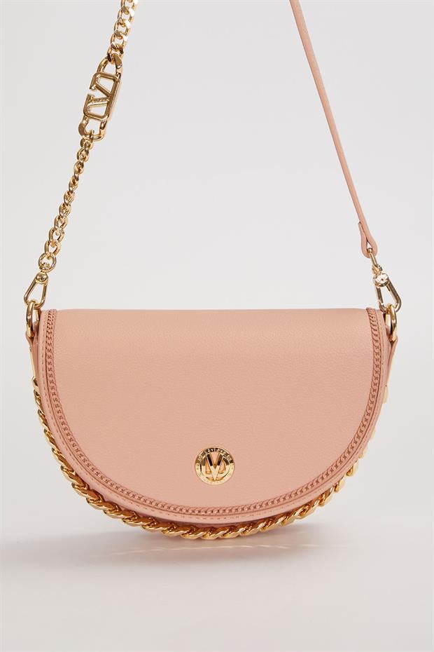 Pembe Yarım Ay Model Zincir Detay Omuz Çantası