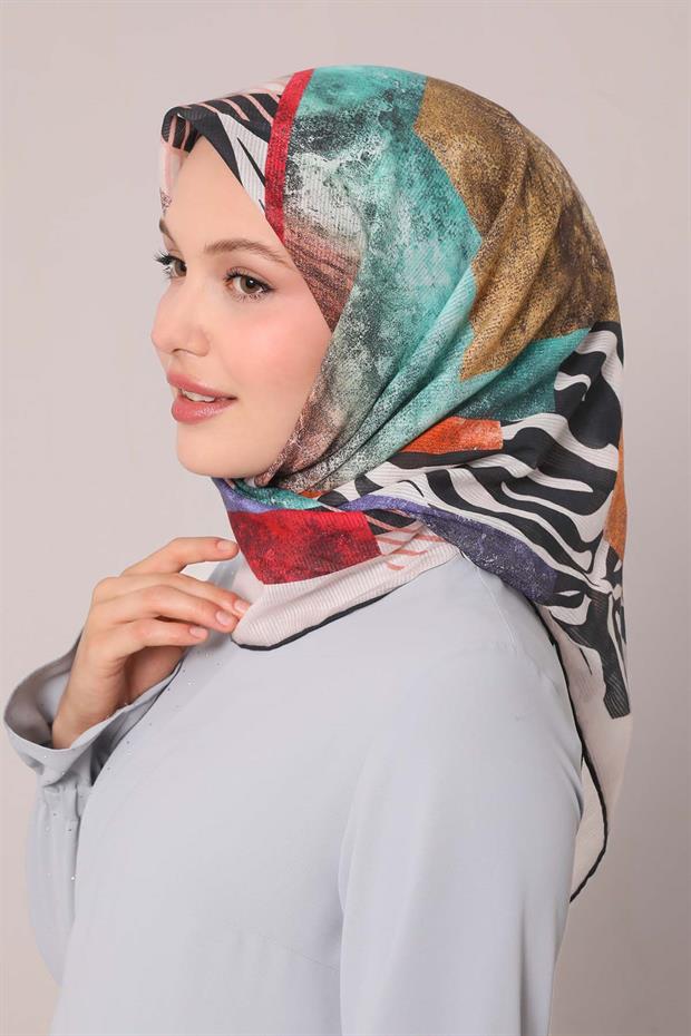 Pembe Zebra Desen Pamuk Eşarp