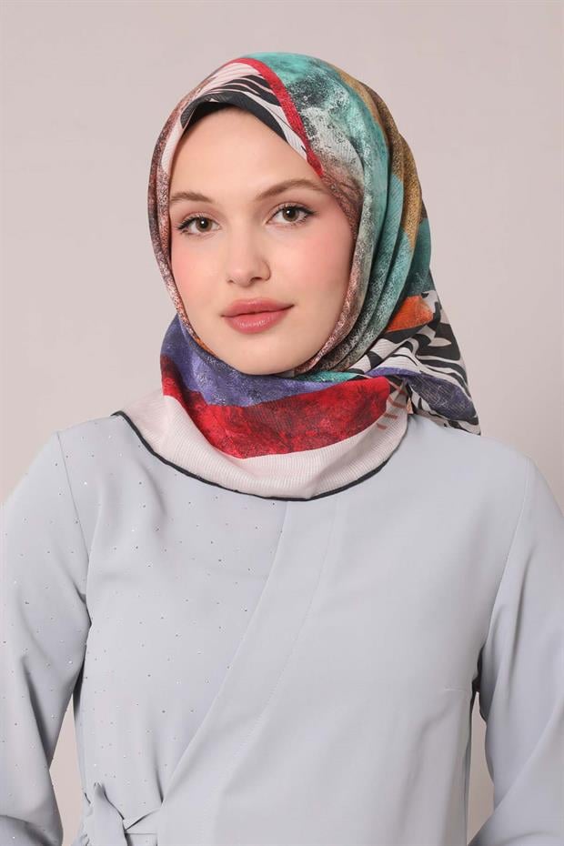 Pembe Zebra Desen Pamuk Eşarp